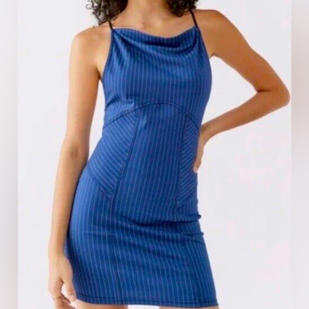 Urban Outfitters High Neck Mini Dress in Denim